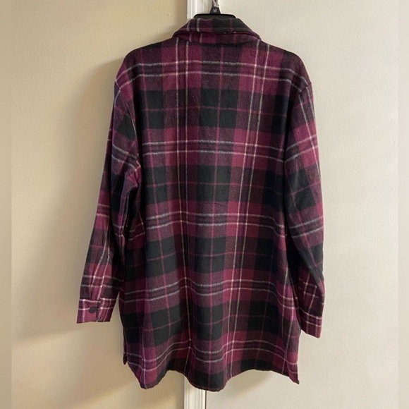 Eddie Bauer Plaid Boyfriend Shirt Jacket in brandy wine XL NWT - Picture 7 of 12